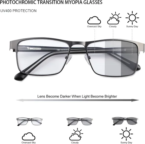 Vista 3 de Gafas de miopía fotocromáticas de transición para hombres y mujeres Anit UV400 Gafas de sol de visión corta Anit UV400