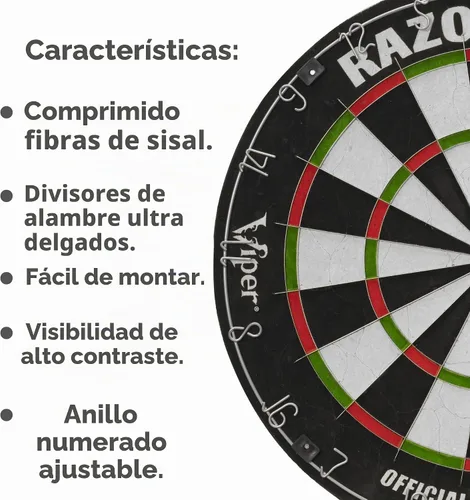 Vista 5 de Viper Razorback tablero de dardos con punta de acero sisal/cerdas con araña sin grapas Multi colorido