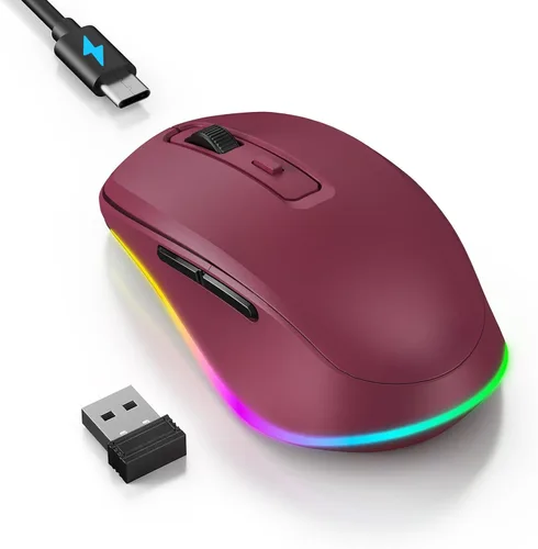 Vista 10 de PEIOUS Ratón Inalámbrico Jiggler – Ratones Inalámbricos LED con Jiggler Mover Integrado, Ratón Móvil Recargable para Computadora con Movimiento