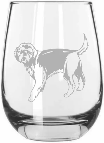 Vista 352 de Shar Pei (chino) - Vaso de vino sin tallo grabado para perro, 15.25 onzas