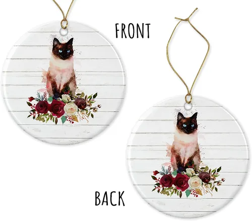 Vista 3 de Adorno de gato siamés – Adorno de gato de regalo para mascotas – Adorno de Navidad de gato siamés – Regalo para los amantes de los gatos siameses