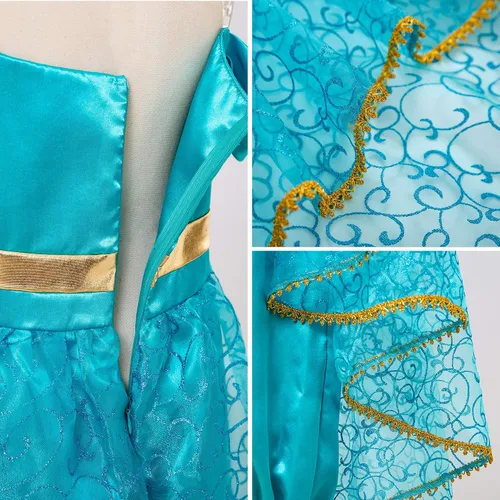 Vista 5 de Maoluo Vintage Disfraz de princesa árabe para niñas vestido de cosplay elegante para fiesta de Halloween