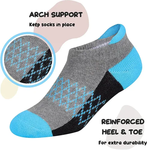 Vista 2 de Calcetines para niñas paquete de 6 calcetines atléticos al tobillo para niños suela acolchada calcetines casuales de corte bajo para niños pequeños