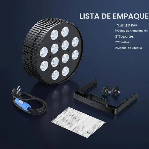 Vista 9 de Betopper Luz LED de escenario de 12 x 18 W, 6 en 1 RGBAL+UV DJ Par Lights-1