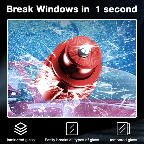 Vista 2 de MOTORBUDDY Rompedor de Ventanas Cortador de Cinturón de Seguridad, Herramienta Rompedor de Ventanas de Coche, Rompedor de Vidrio de Emergencia