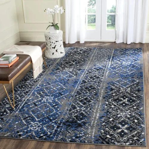 Vista 28 de SAFAVIEH Alfombra de área 8x10 - Colección Adirondack - Grande - Negro y plateado, diseño marroquí bohemio, no suelta pelusa y fácil de limpiar