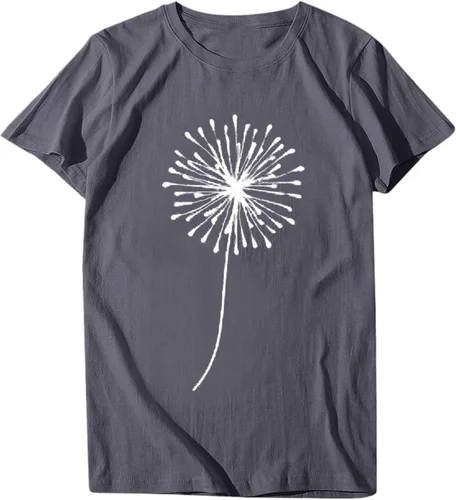 Vista 2 de Camisetas de verano para mujer, cuello redondo, manga corta, lindas camisetas gráficas de flores, ligeras, cómodas, holgadas, casuales, blusa 2023