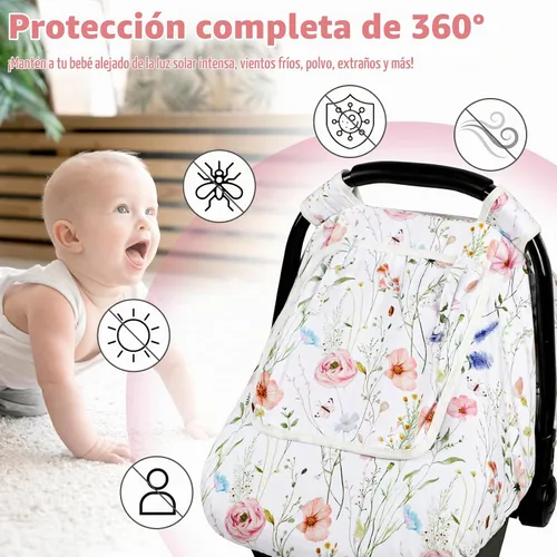 Vista 2 de Funda de asiento de automóvil para bebé, antipatadas, toldo cálido de Minky para asiento de automóvil con ventana de malla, cubierta multiusos que