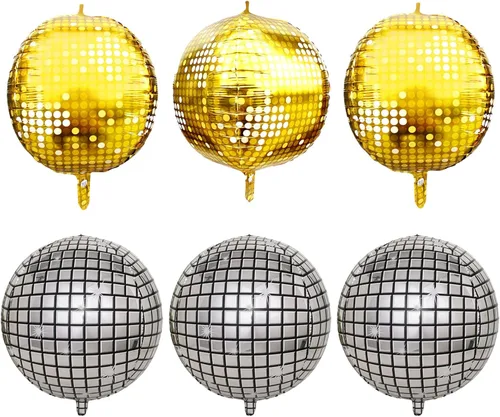 Vista 17 de FBQ Kit de arco de globos de discoteca 4D, globos de aluminio de disco de los años 70, 80, 90, fiesta de discoteca, aniversario, decoración