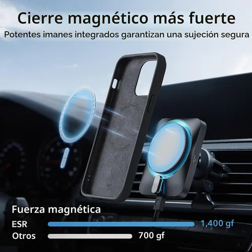 Vista 2 de ESR Funda para iPhone 15 con MagSafe, soporta carga magnética, funda delgada de silicona líquida, absorción de golpes, protección de pantalla y Negro