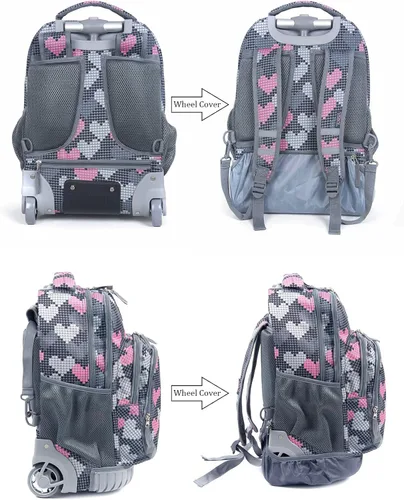 Vista 4 de Tilami Kids mochila con ruedas 18 pulgadas Mochila para laptop para niños y niñas