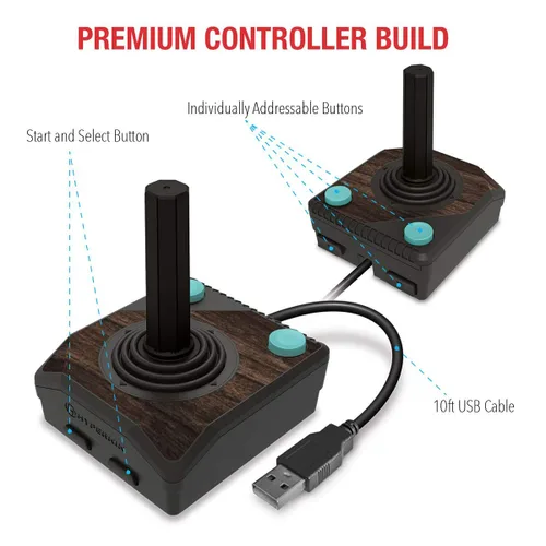 Vista 4 de Hyperkin Trooper II Premium Atari 2600 Style Wired USB Joystick Game Controller For PCMacRaspberry PiRetro PieLinux