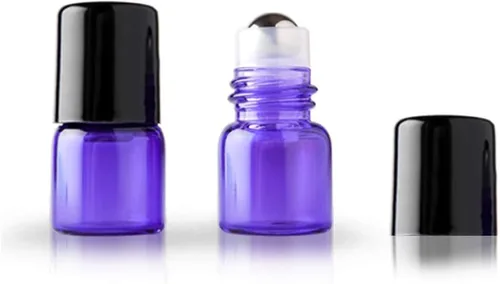Vista 10 de Botellas enrollables de vidrio esmerilado de 0.3 fl oz, botellas de rodillo de viaje recargables con bolas de acero inoxidable y tapas a prueba