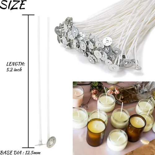 Vista 5 de Kit de fabricación de velas EricX Light, 60 piezas de mechas de vela, 60 piezas de calcomanías para mechas de vela, 473 ml de cera de soya, 1 olla
