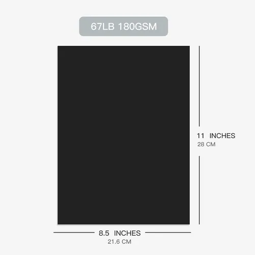 Vista 4 de 30 hojas de cartulina negra de 8.5 x 11 pulgadas, 67 lb/180 gsm, papel de cartulina de colores premium para fabricación de tarjetas para niños