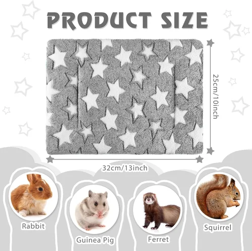 Vista 2 de Haull - Juego de ropa de cama impermeable de conejillo de indias, suave para perro y gato, tapete de felpa para jaula de animales pequeños, conejo
