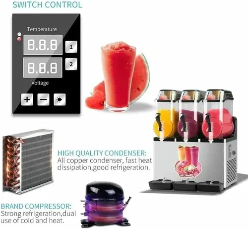 Vista 6 de Máquina para hacer hielo en granizado de 12/24/36L, máquina comercial para hacer jugos granizados, máquina de bebidas congeladas de batido