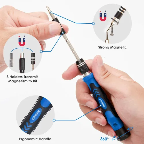 Vista 4 de Destornillador de precisión electrónica de 142 piezas con kit de herramientas de reparación magnética de 120 puntas para iPhone, MacBook