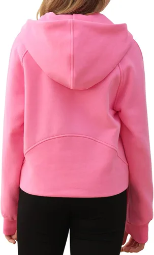Vista 4 de Doshoop Sudaderas con capucha recortadas con cuello de media cremallera para niñas