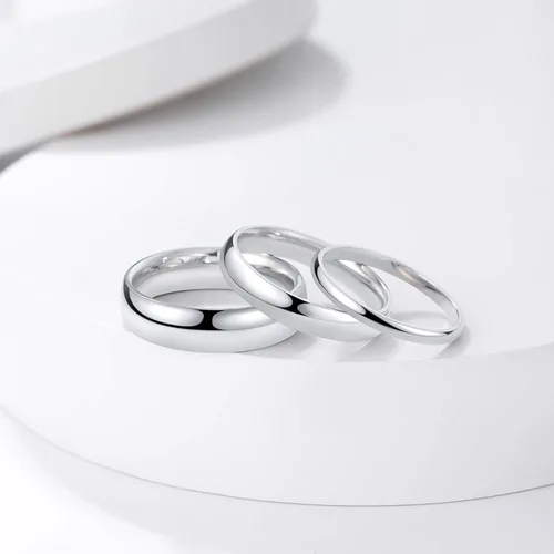Vista 3 de KAZITSAN Anillos de acero inoxidable de 0.079in, 0.157in, 0.236in, para mujeres y hombres, cúpula lisa de alto pulido, plataorooro rosa, anillo