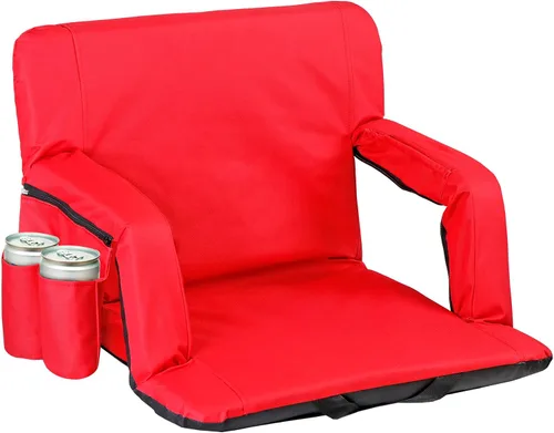 Vista 13 de Nova Microdermabrasion Asiento de estadio de 20.5 pulgadas / 25 pulgadas de ancho para gradas con soporte de espalda, cojín acolchado portátil Negro