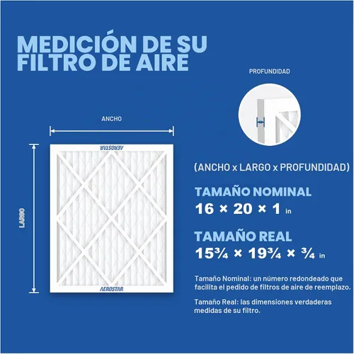 Vista 2 de Aerostar Multi - Filtro de aire de 1 pulgada para aire acondicionado y horno, Blanco