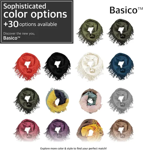Vista 6 de Basico - Bufandas infinitas para mujer, modernas, suaves y de invierno