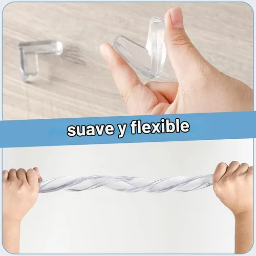 Vista 3 de Protector de Esquinas y Bordes a Prueba de Bebés 6.6 pies (2M) con 8 Esquinas, Protectores de Esquinas Suaves Transparentes a Prueba de Bebés