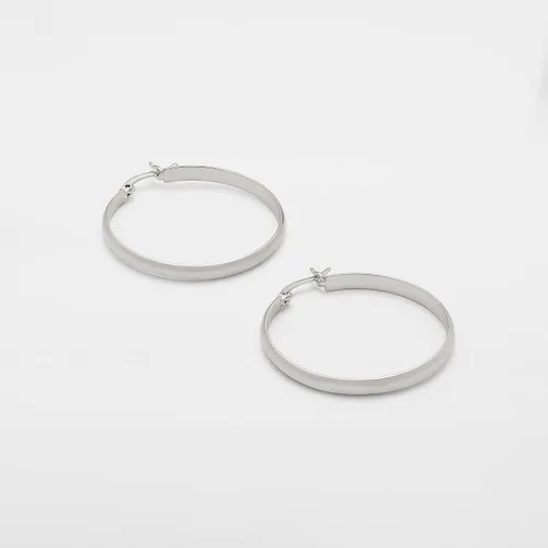 Vista 3 de Tienda Essentials 14K Gold or Sterling Silver Plated Polished Dome Hoop