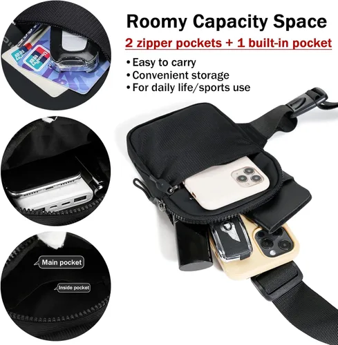 Vista 4 de Tealots Mini bolso bandolera para mujeres y hombres, bolsos cruzados pequeños, bolso ligero para teléfono, mochilas casuales