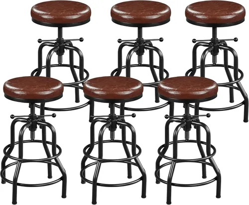 Vista 10 de Yaheetech Taburete de bar ajustable 21.5-28 pulgadas marco de metal sin Negro