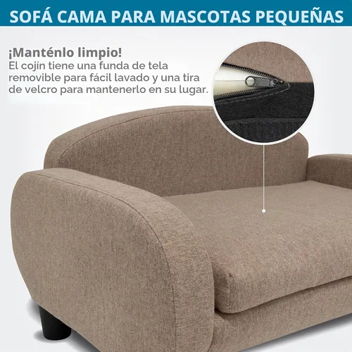 Vista 4 de Paws & Purrs - Moderno sofá para mascotas de 31.5 pulgadas de ancho con respaldo bajo; cama de descanso con funda de colchón extraíble en color arena