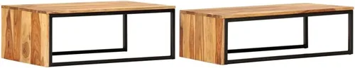 Vista 3 de Mesas nido, mesa de centro única, pequeña mesa de centro elevada adecuada para sala de estar, balcón, oficina, sala de estar familiar, 2 piezas