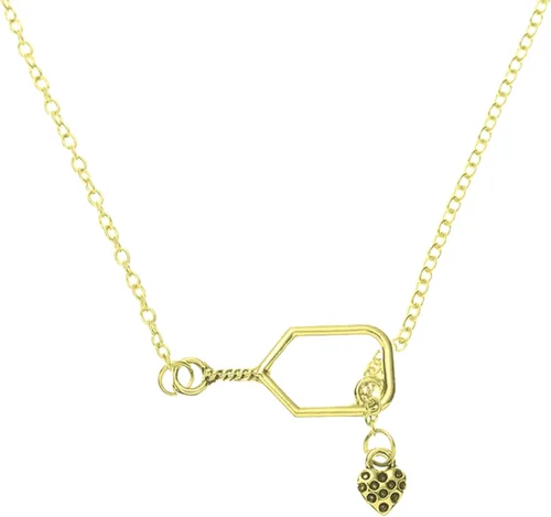Vista 6 de Collar de paleta de pickleball – delicado colgante de oro con dije de corazón – Regalo de joyería para jugadores de pickleball, entrenadores