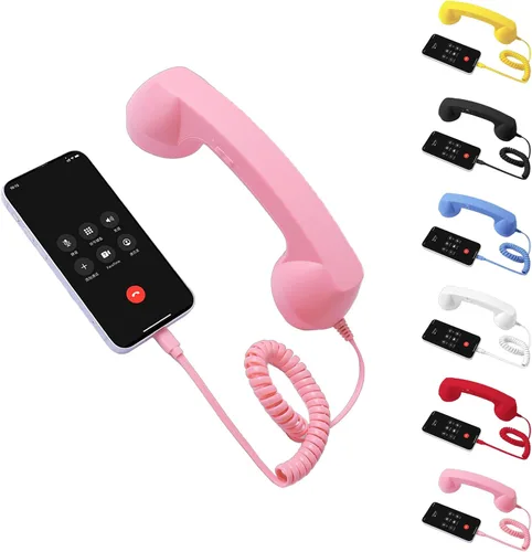Vista 11 de Auricular retro para teléfono tipo C, teléfono retro con cable con micrófono y altavoz, receptor de teléfono clásico para teléfono celular