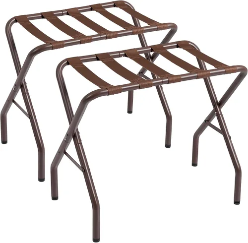 Vista 9 de AMHANCIBLE Portaequipajes, soportes plegables para maleta, juego de 2, soporte de equipaje de metal para habitación de invitados, dormitorio, hotel