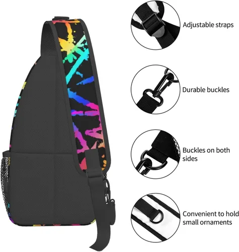 Vista 4 de PETTDY Bolso bandolera para hombres y mujeres, mochila de hombro, bolsas de pecho, mochila cruzada para senderismo, camping, viajes al aire libre