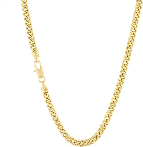 Vista 3 de Collar con dije de cruz de oro de 14 quilates, collar de cruz de 0.157 pulgadas (0.157 in) para hombres, esposo fino para dijes, eslabones cubanos