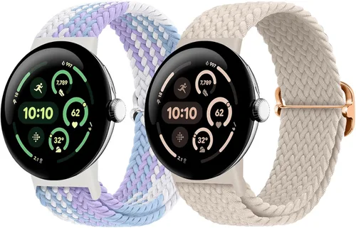 Vista 13 de Correas trenzadas Solo Loop compatibles con Google Pixel Watch 4, 3, 2, 1 de 1.61 pulgadas/1.77 pulgadas, correas elásticas ajustables de nailon