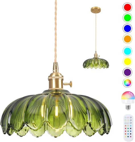 Vista 19 de Luminarias de Lámpara Colgante, Lámpara Colgante con Enchufe de Cristal de 6.6 Pulgadas, Lámpara Colgante de Cristal, Iluminación Colgante E26
