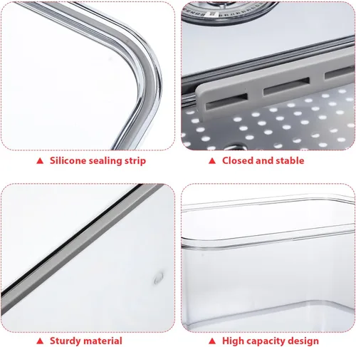 Vista 3 de Hemoton Contenedor de alimentos frescos con temporizador, caja de almacenamiento de alimentos transparente para frutas y panes, organizador de gran