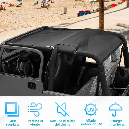 Vista 5 de RT-TCZ para Jeep TJ Parasol de Sol Techo de Malla Bikini Top Cover para Jeep Wrangler TJ 1997-2006 Negro