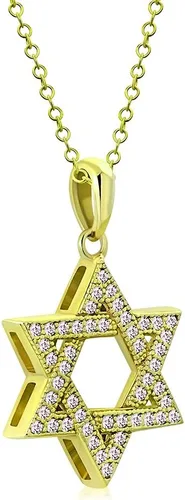 Vista 14 de Collar con colgante de plata de ley 925 con estrella judía de David con circonita cúbica blanca