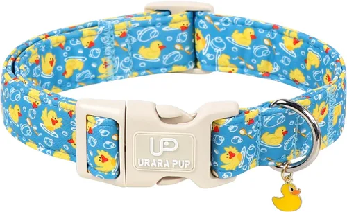 Vista 34 de Collar de perro floral azul, collar floral de algodón ajustable para primavera y verano con colgante de margarita, hebilla de liberación rápida