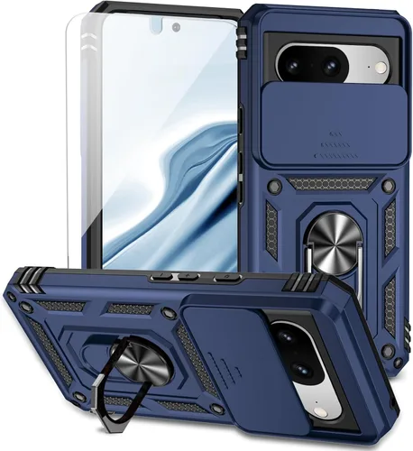 Vista 16 de Funda para Google Pixel 8 con cubierta deslizante para cámara con protector de pantalla HD [grado militar de 16 pies probada en caídas] Funda Negro