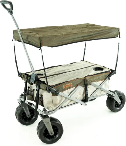 Vista 12 de Cochecito creativo para exteriores, carrito de playa XXL Deluxe con toldo, carrito plegable plegable y portátil, soporta hasta 200 libras