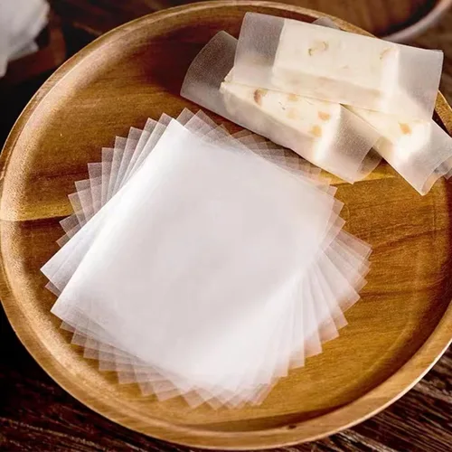 Vista 2 de 500 hojas de papel de arroz glutinoso comestible transparente recubierto de caramelo papel de envoltura de turrón chocolate azúcar