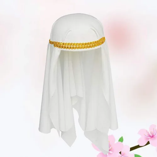 Vista 6 de Sombrero árabe para adulto, sombrero de príncipe árabe del desierto, sombrero de Oriente Medio, sombrero envolvente de Halloween, cosplay, tocado