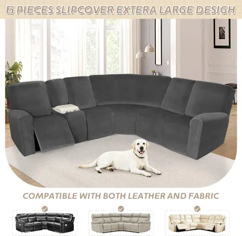 Vista 76 de Arfntevss Fundas de sofá seccional reclinable de terciopelo, Funda de sofá seccional de esquina para sofá reclinable, Funda elástica suave