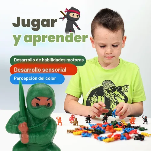 Vista 4 de Set de regalo de figuras de acción de ninja mini, 36 piezas de suministros de fiesta y adornos para tartas de cumpleaños
